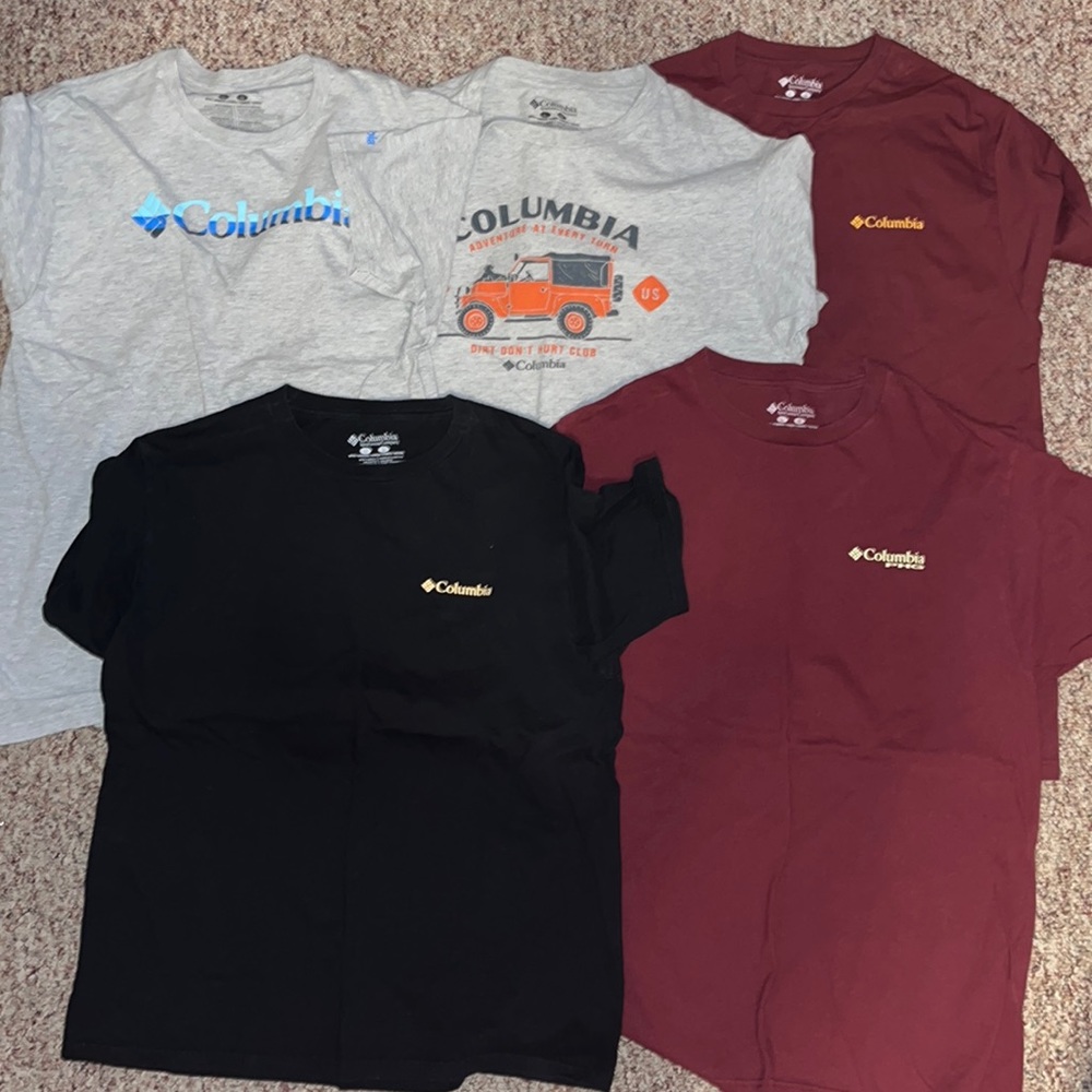 5 large Columbia tshirts good used condition